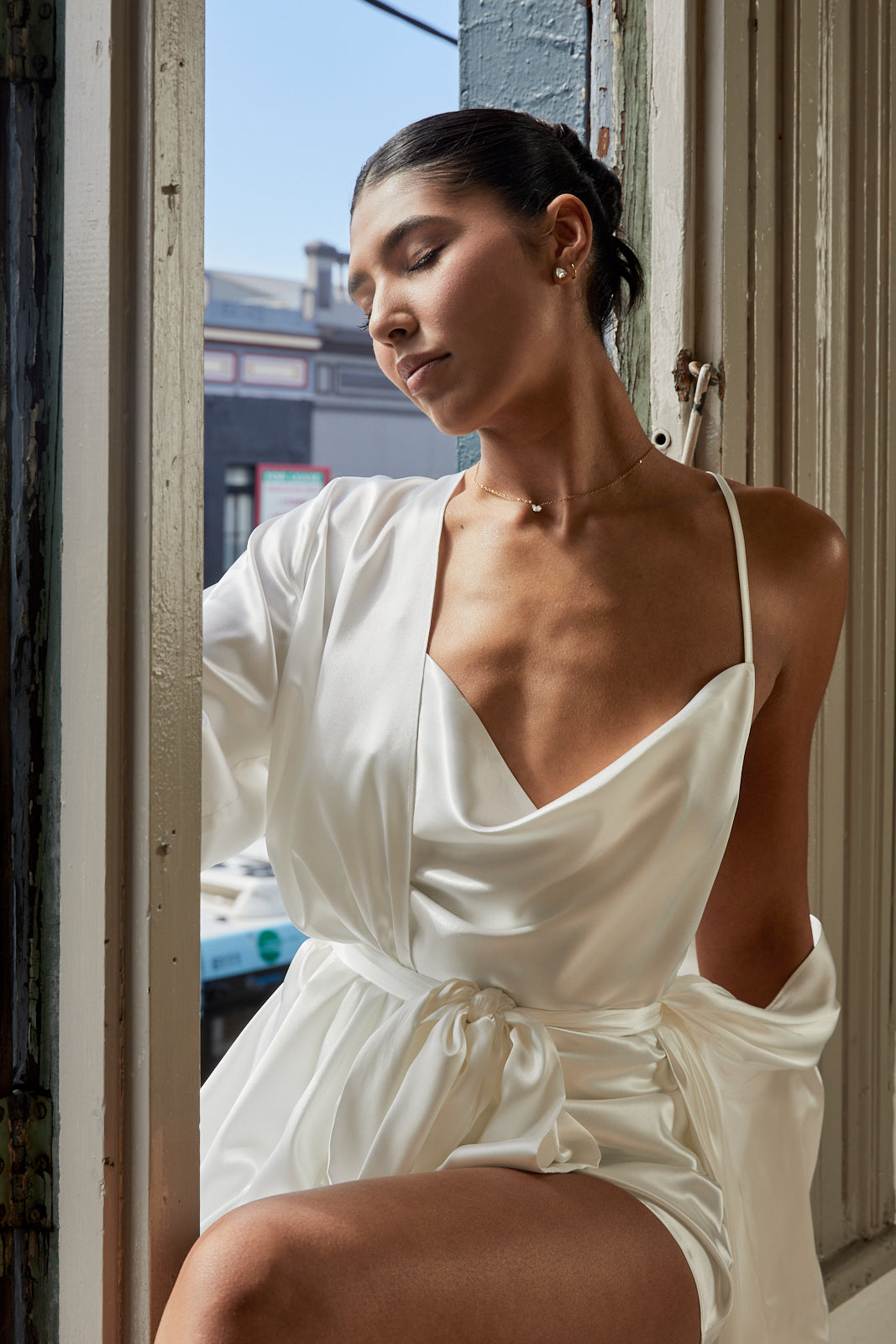 satin cami dress white Satin Cami Midi Dress